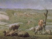 Jean Francois Millet The field with house oil painting on canvas